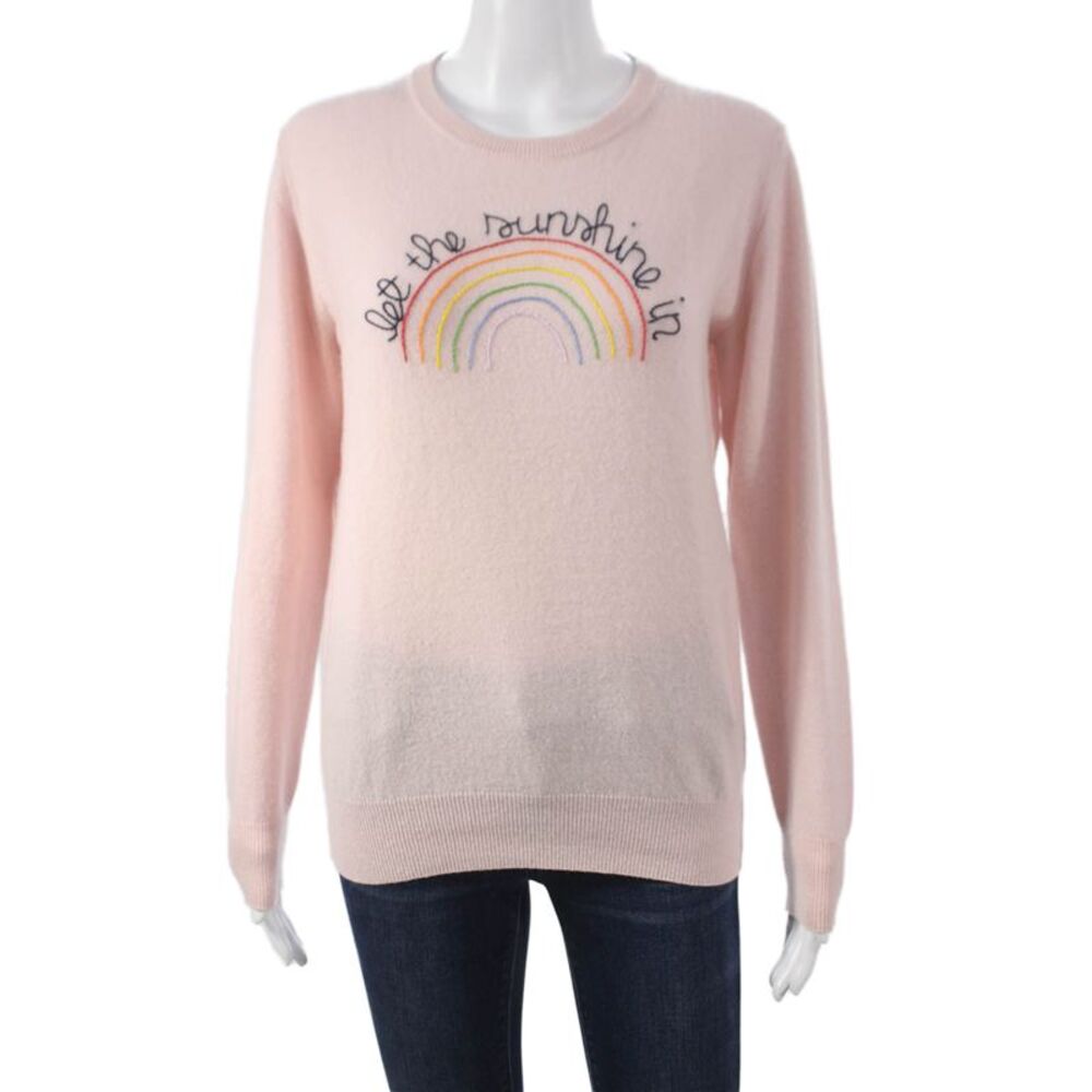 Lingua Franca Women Pink Cashmere Pullover Sweater Crew Neck Long Sleeve Size S